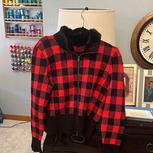 Plaid Red and Black Women's Jacket